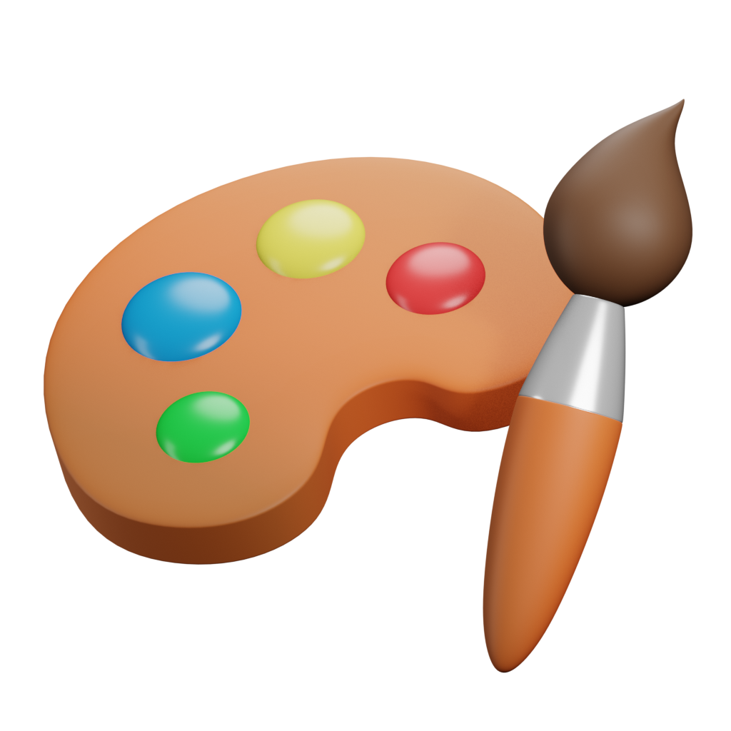 Paint brush and palette, custom website design and development illustration