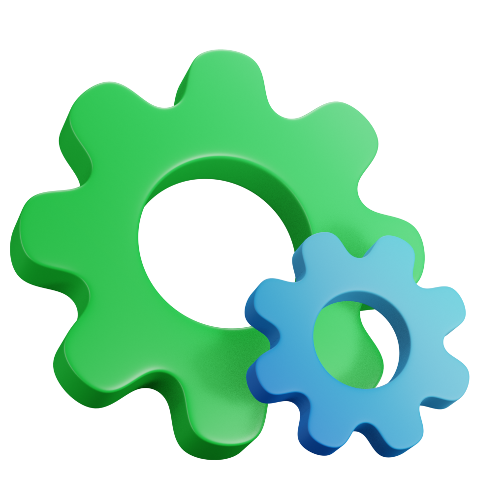 Two gears to represent the flexibility and customisation available from offering different plans